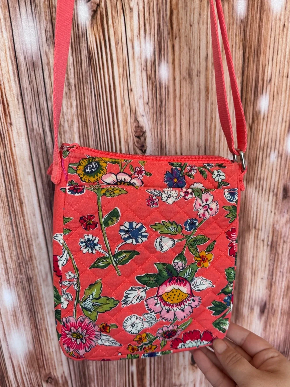 Vera Bradley Carson Mini Hobo Crossbody Shoulder Bag Coral Floral